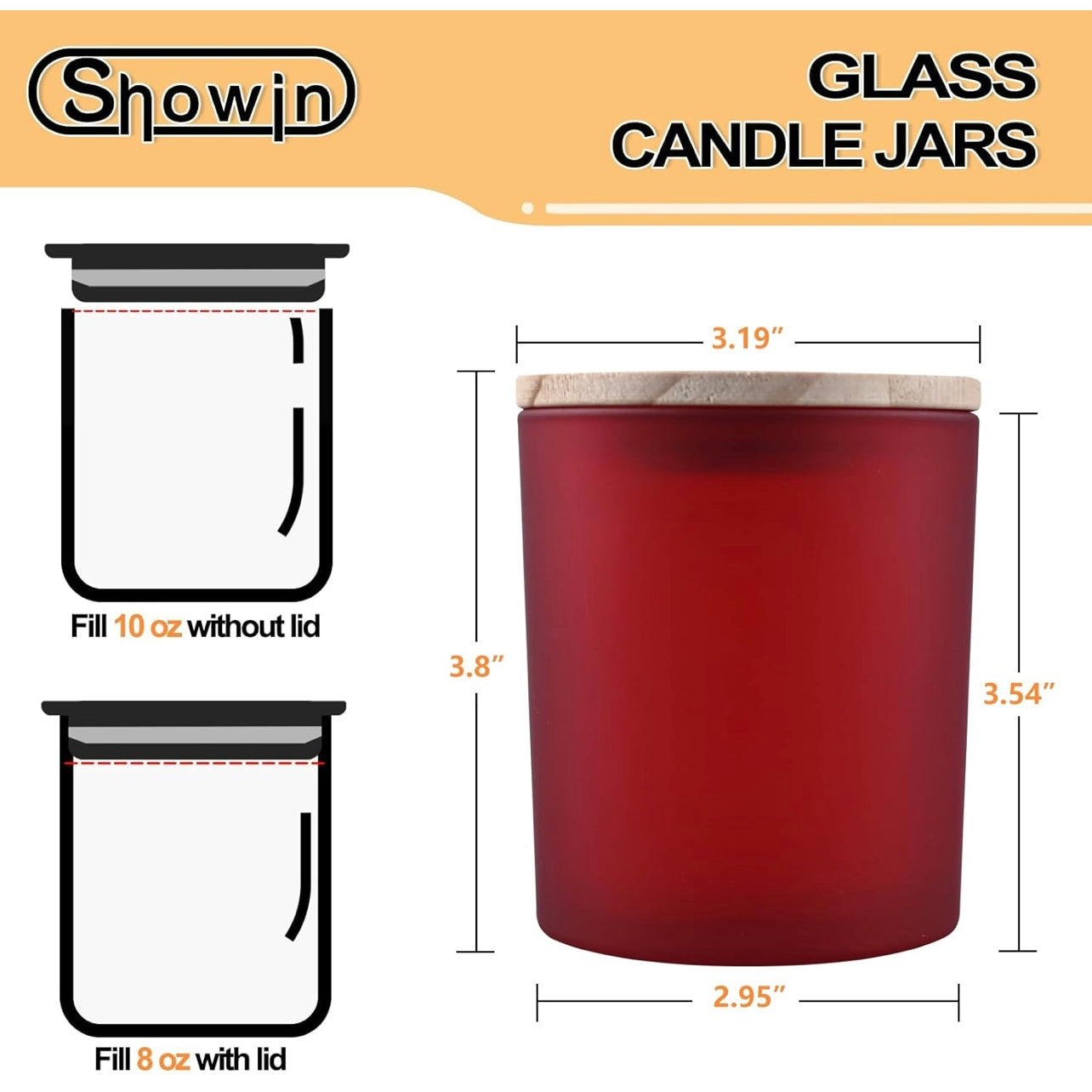 8oz Frosted Red Glass Jar With Lid #GJ1472