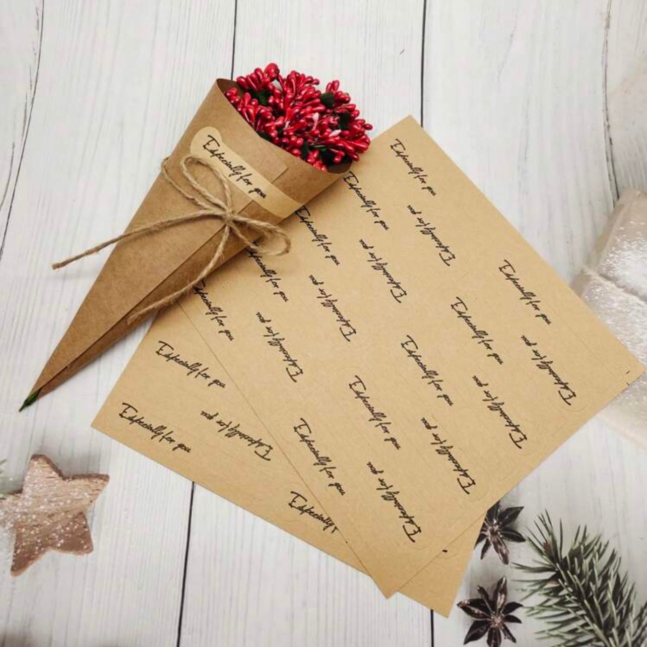 X12pcs Wedding Rose Flower & Paper Tube & Burlap Lace Party Diy Decoration With Rope #CP1026