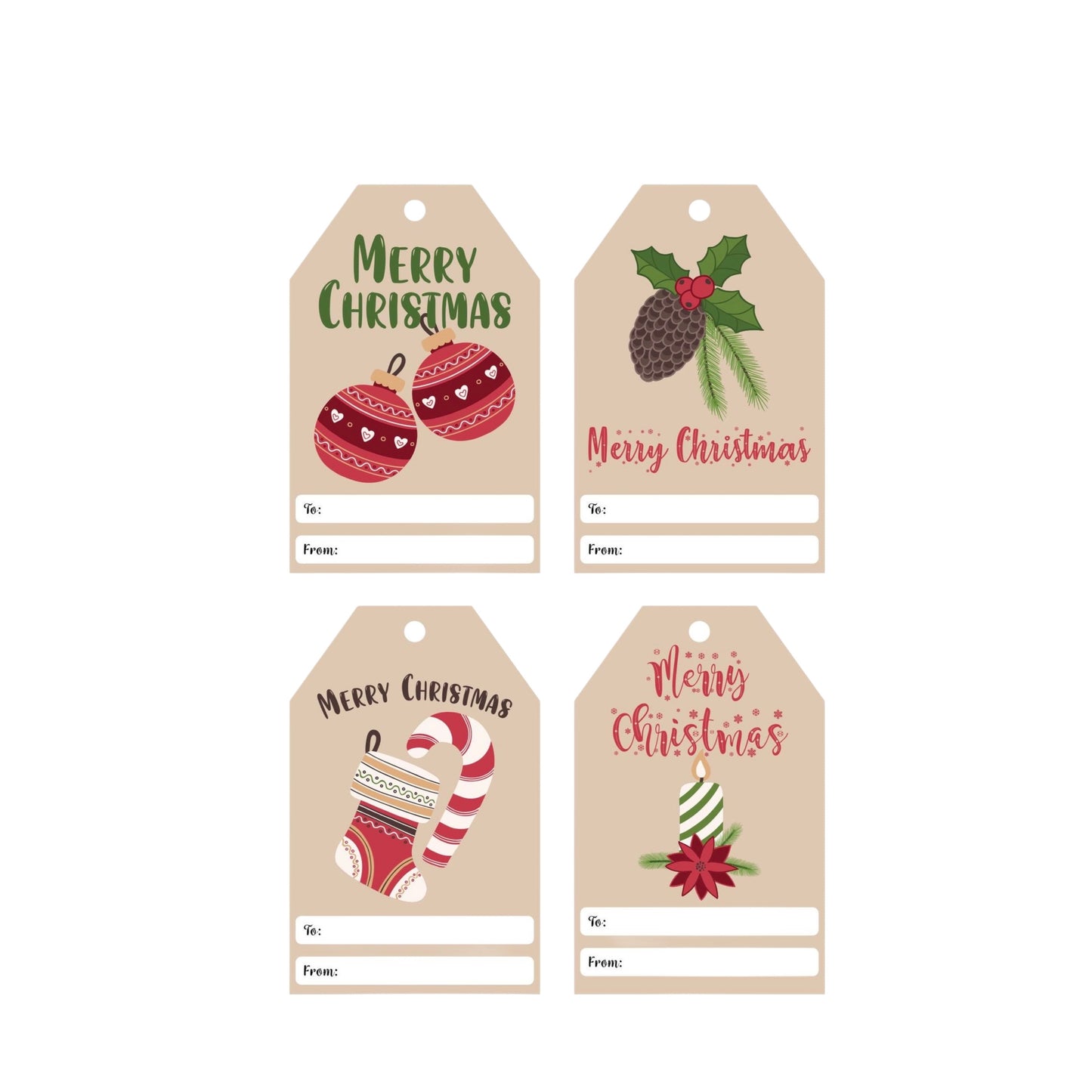 9.5*7cm/12pcs Christmas Tags #CT1489