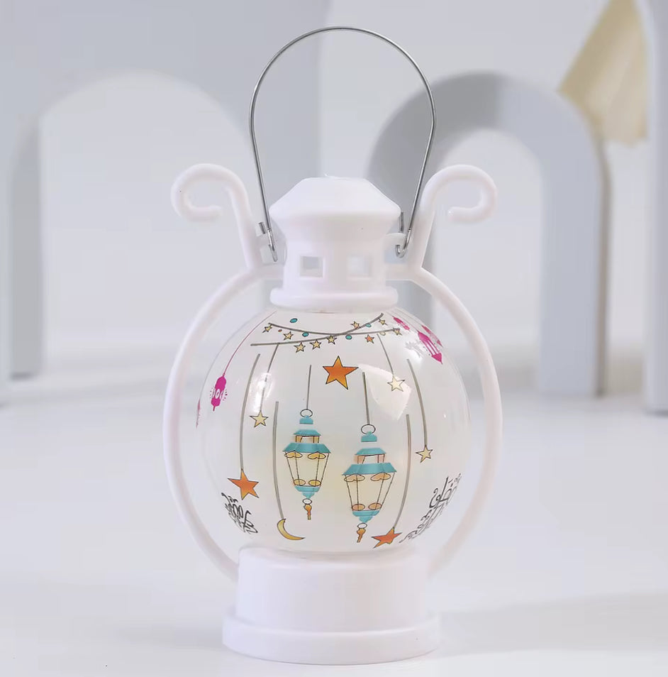 1pc Decorative Lights LED Electronic Candle Lights Retro Lantern Wind Lights For Mubarak Day Desktop Party Decoration( Battery Included) #RT1569