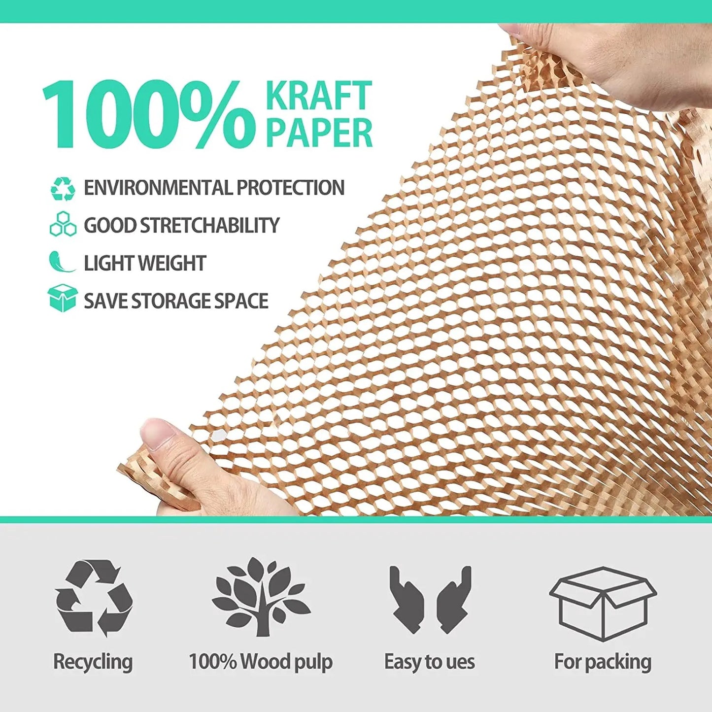 10m x 38cm Brown Honeycomb Kraft Paper #WP1340