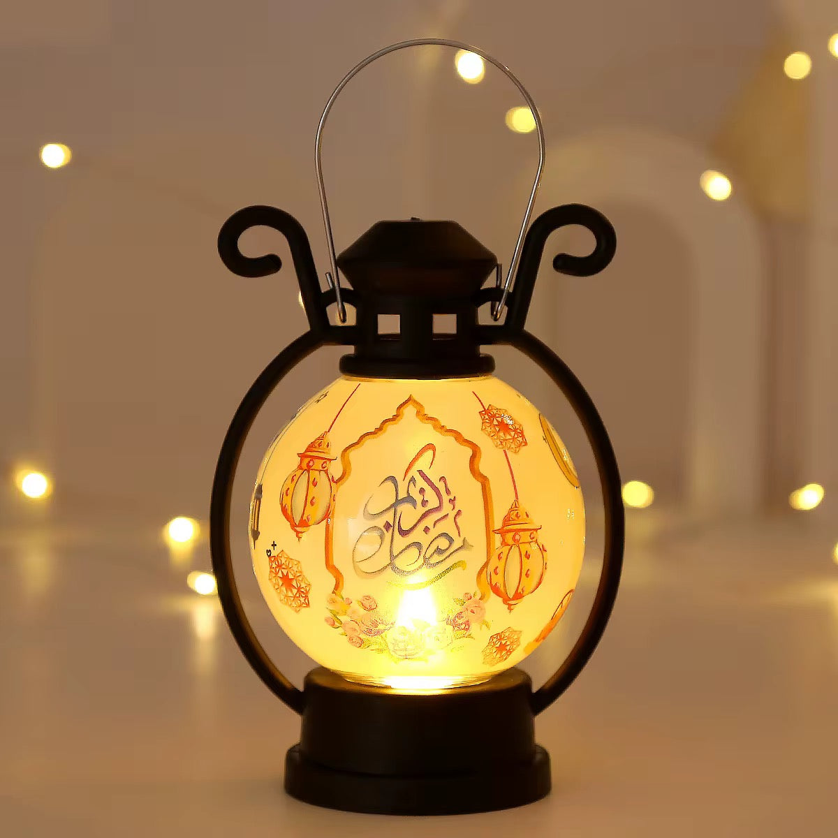 1pc Decorative Lights LED Electronic Candle Lights Retro Lantern Wind Lights For Mubarak Day Desktop Party Decoration( Battery Included) #RT1569