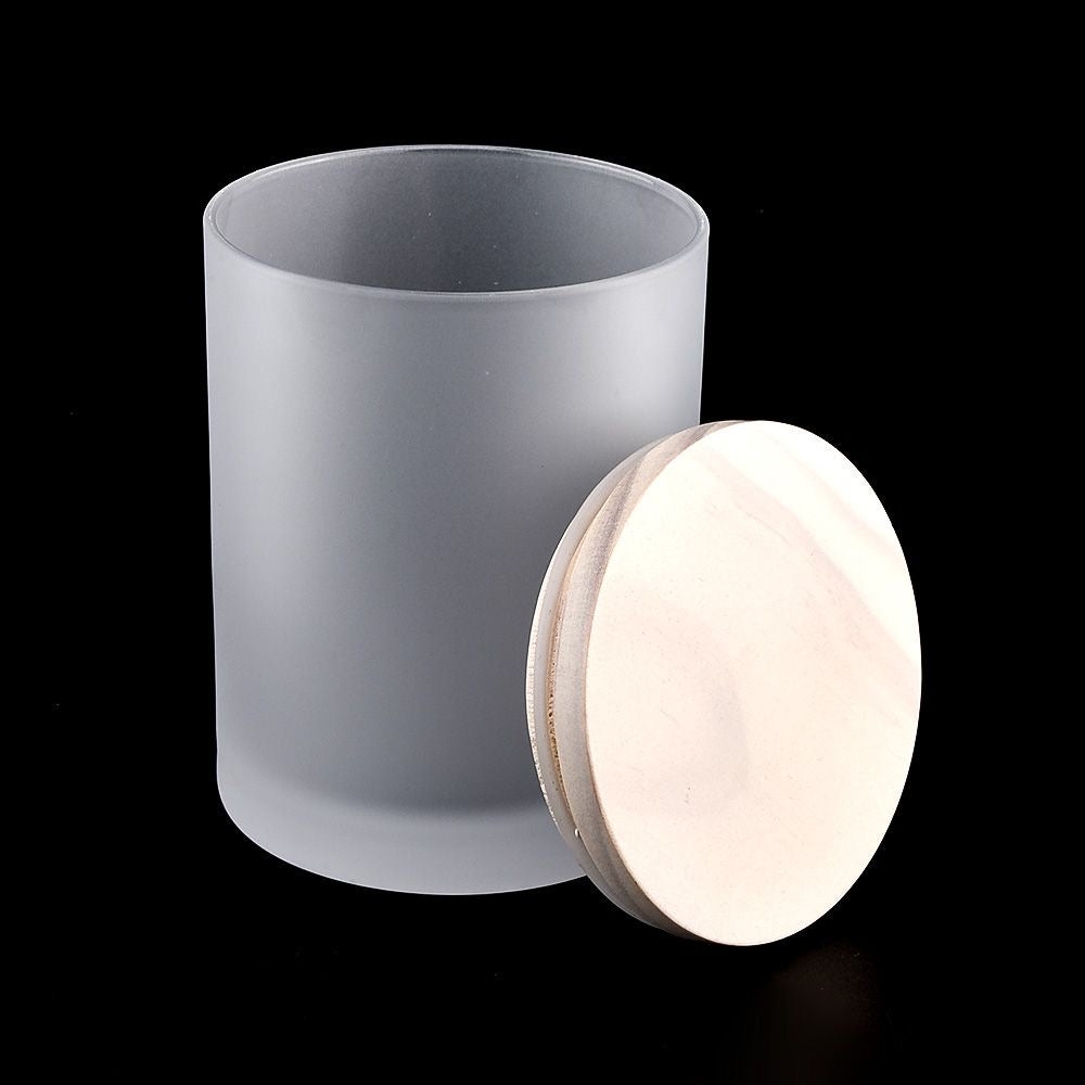 8oz Frosted White Glass Jar With Lid #GJ1755