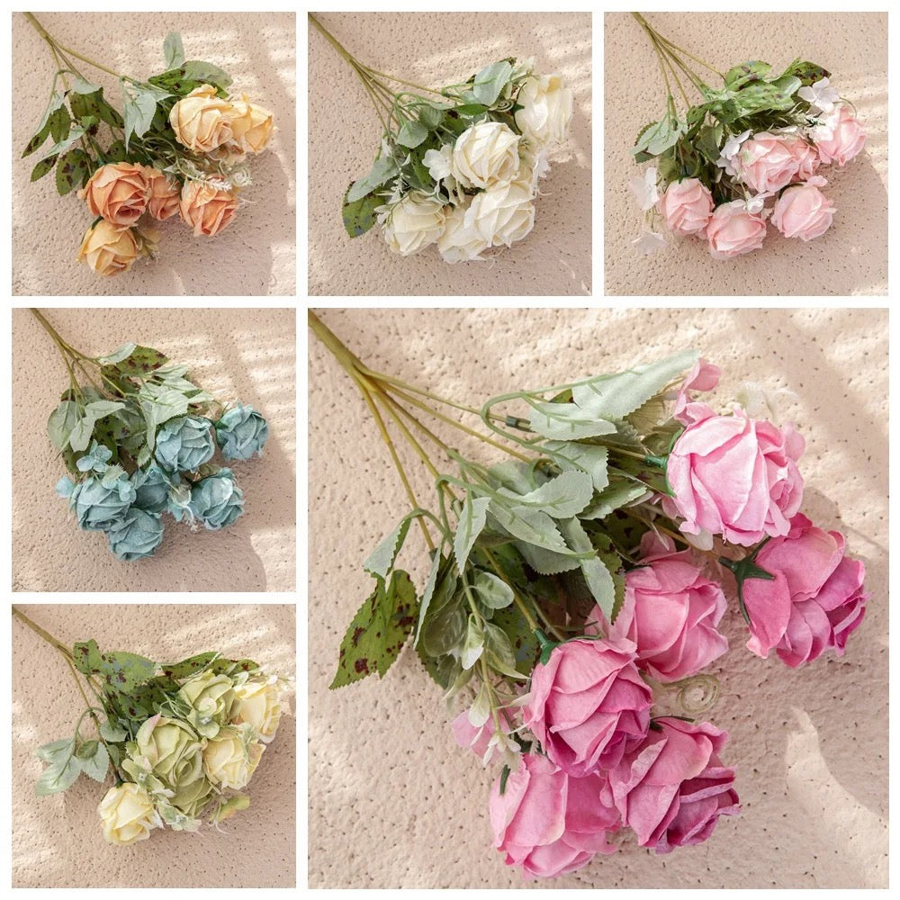 X6pcs Artificial Rose
