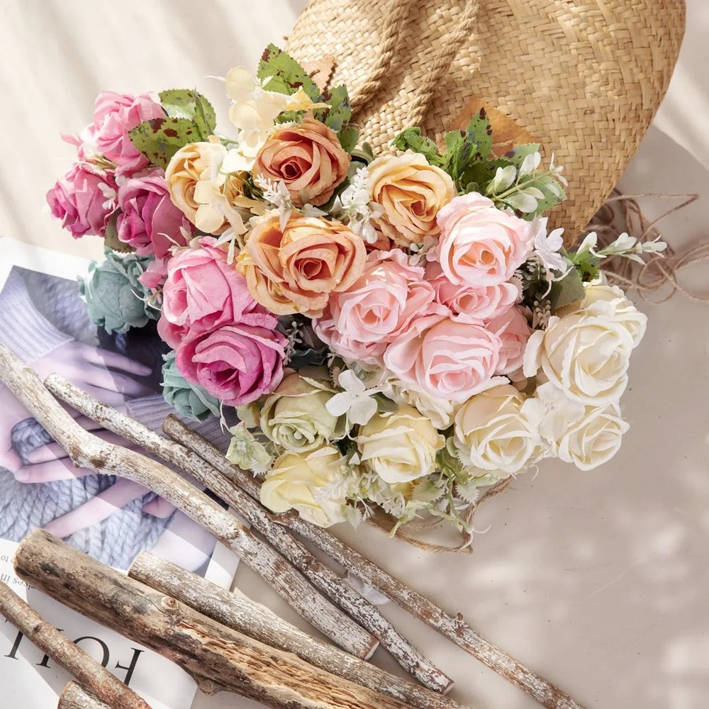 X6pcs Artificial Rose