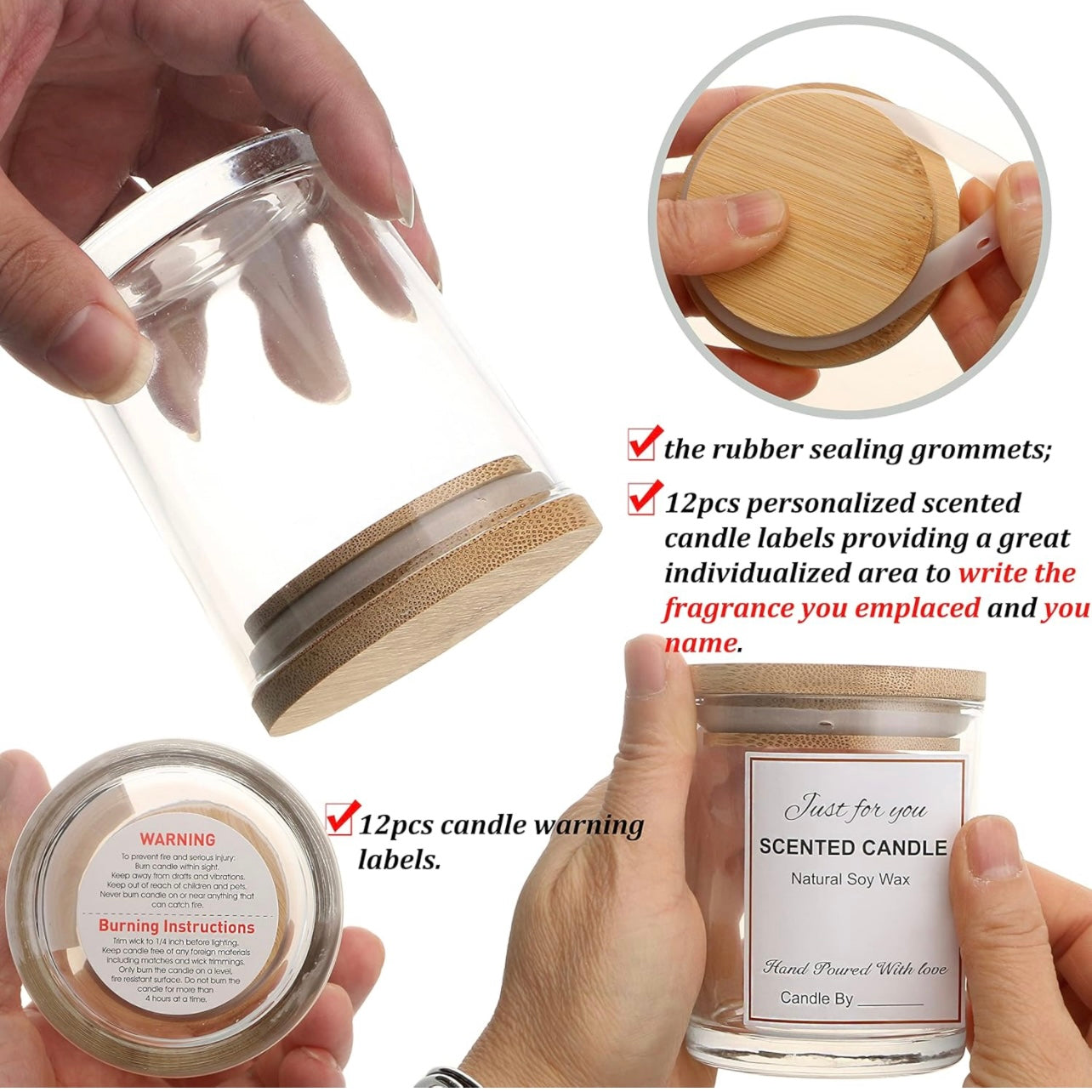 8oz Transparent Glass Jar With Lid #GJ1150