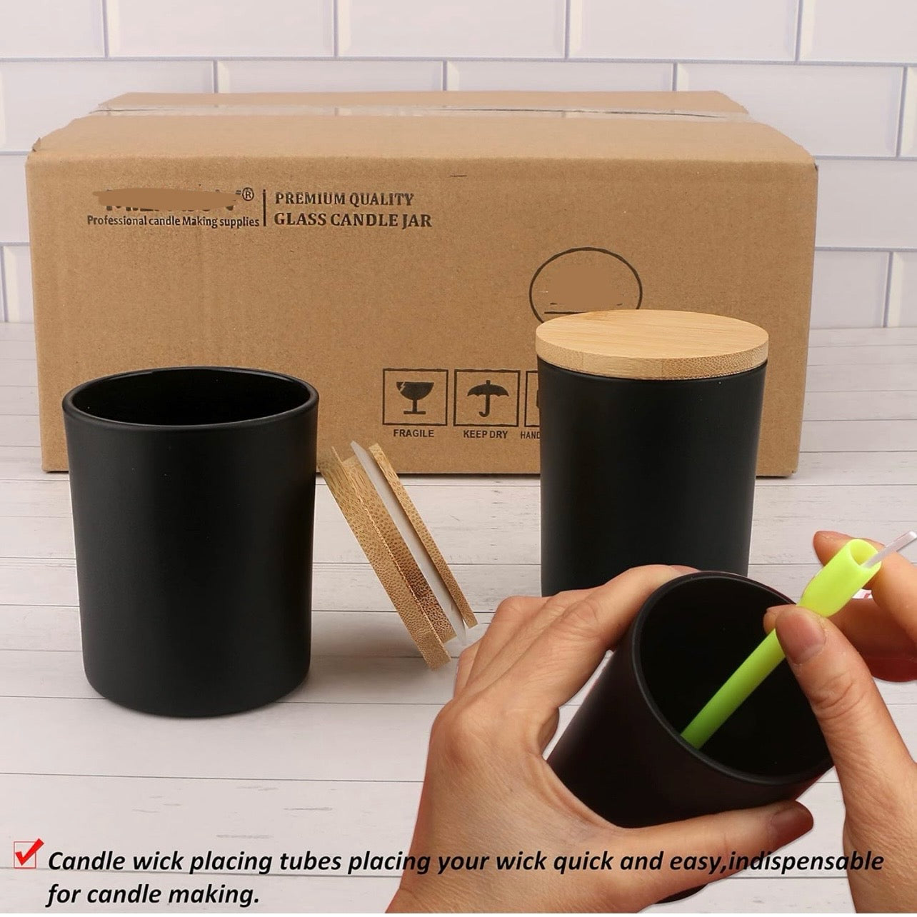 8oz Black Jar With Lid #GJ1154