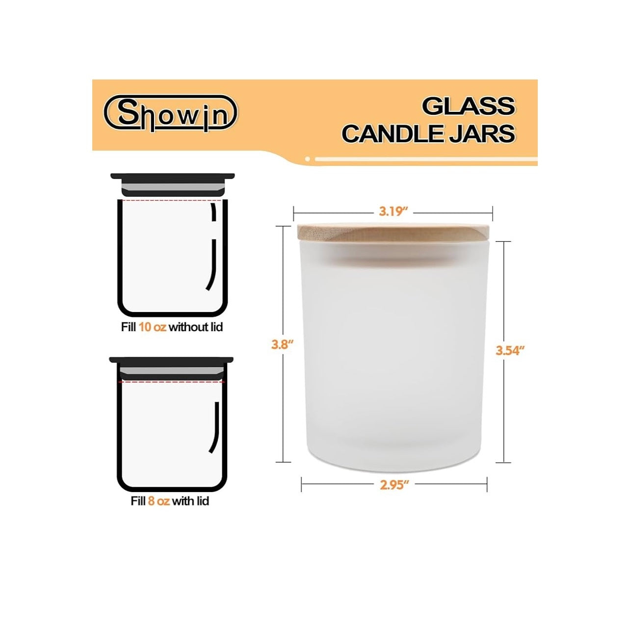 8oz Frosted White Glass Jar With Lid #GJ1755