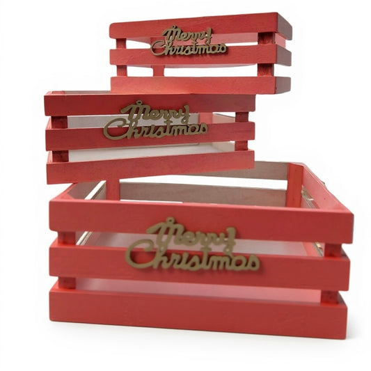 Set/3pcs - Wooden Christmas Box #CB2076
