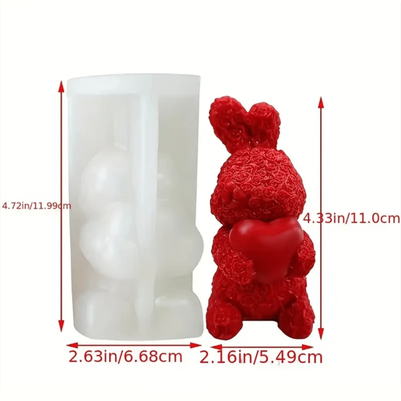 Heart-Hugging Rabbit Silicone Mold #SM1692