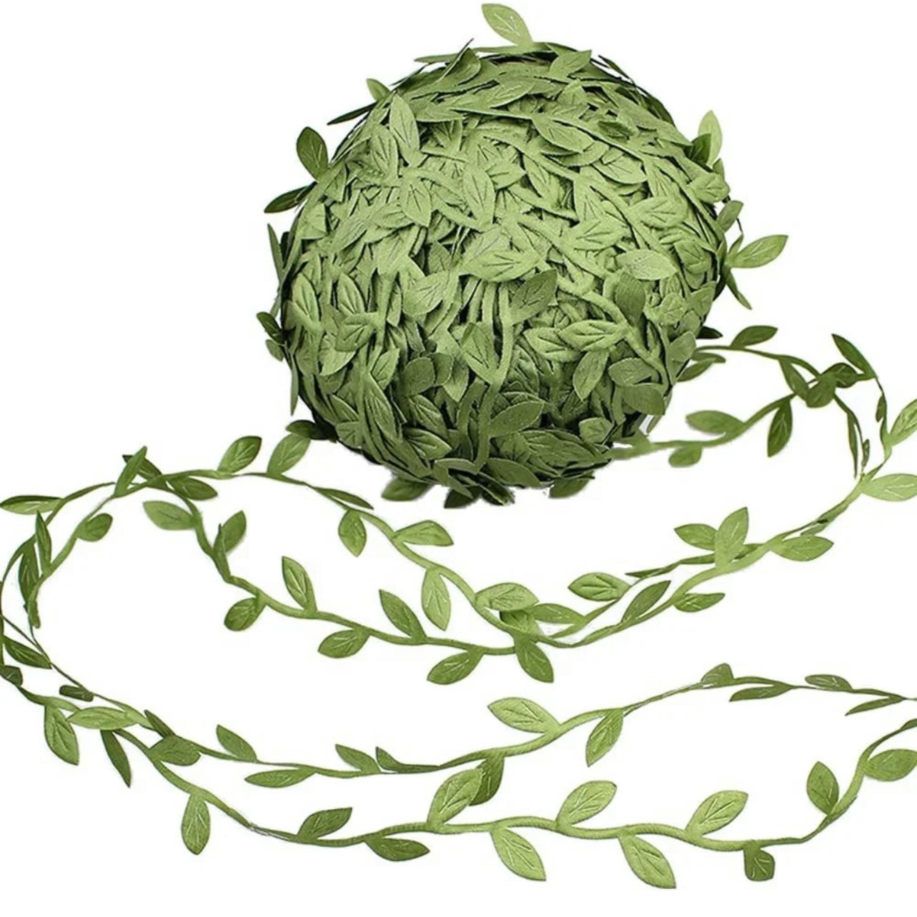 10m Green Leaves Ribbon #LR1061