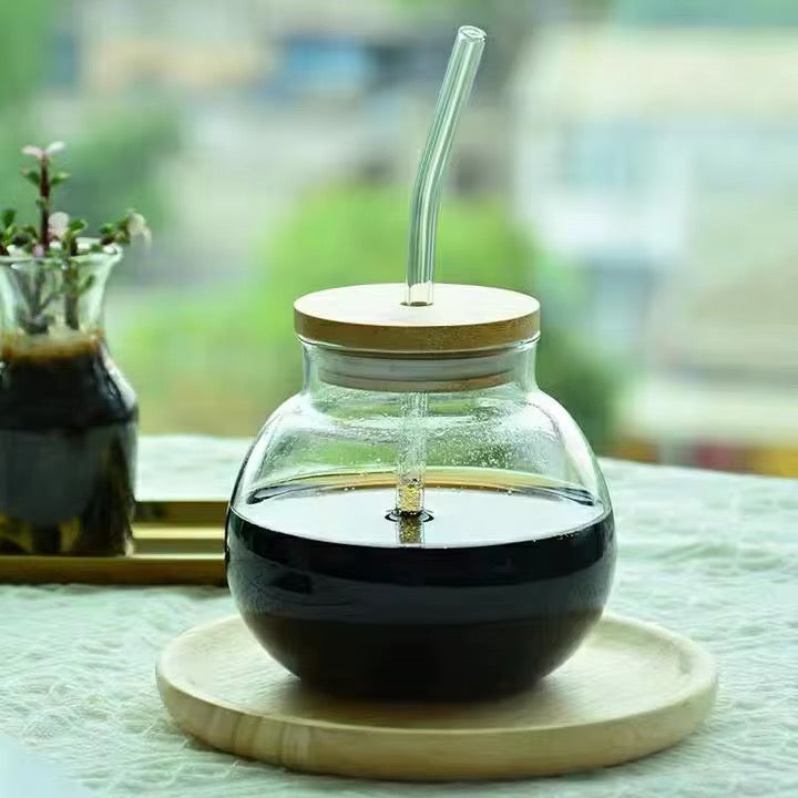 550ml Glass Container With straw #GJ2037