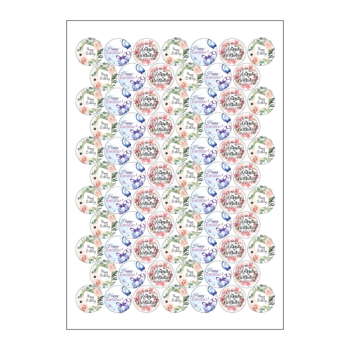 72pcs - 4cm Birthday Stickers #ST1783