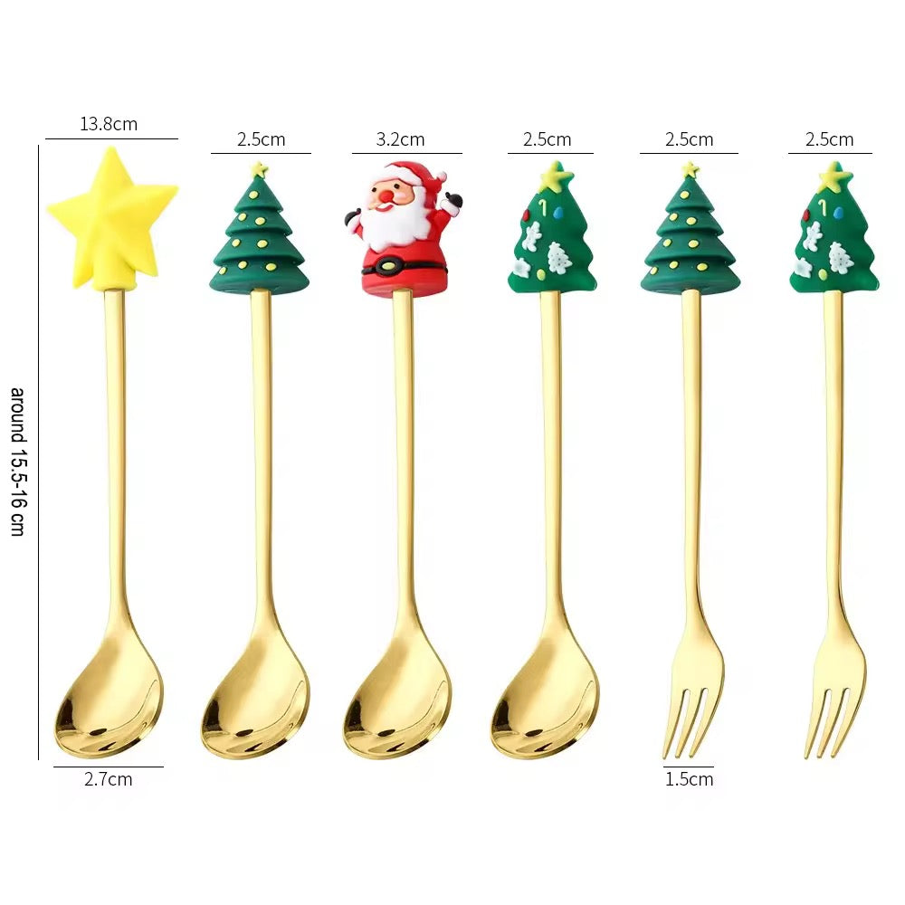 Gold stainless Steel Christmas Cutlery Gift Set #CC2297