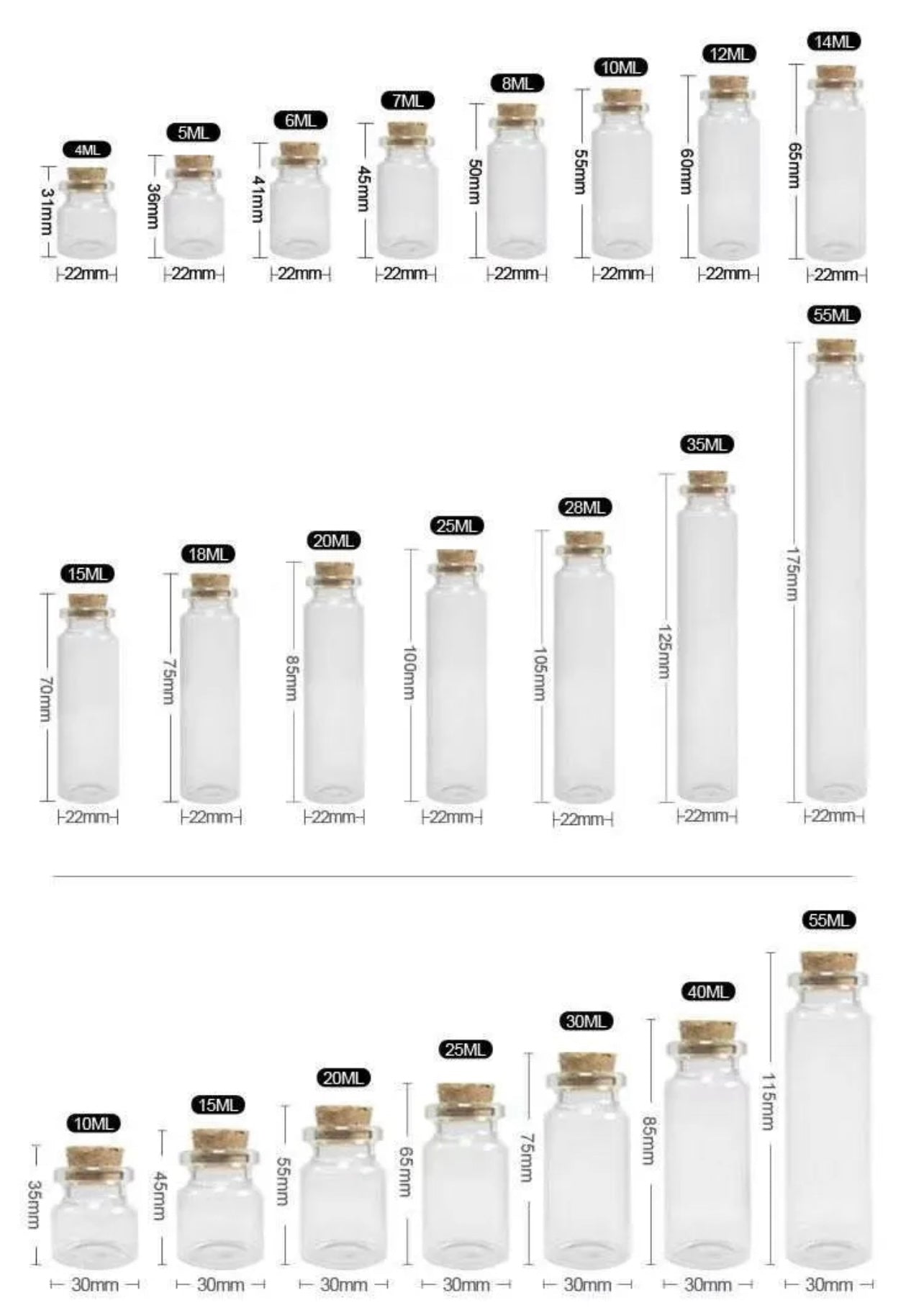 12pcs Glass Bottle With Wooden Cap