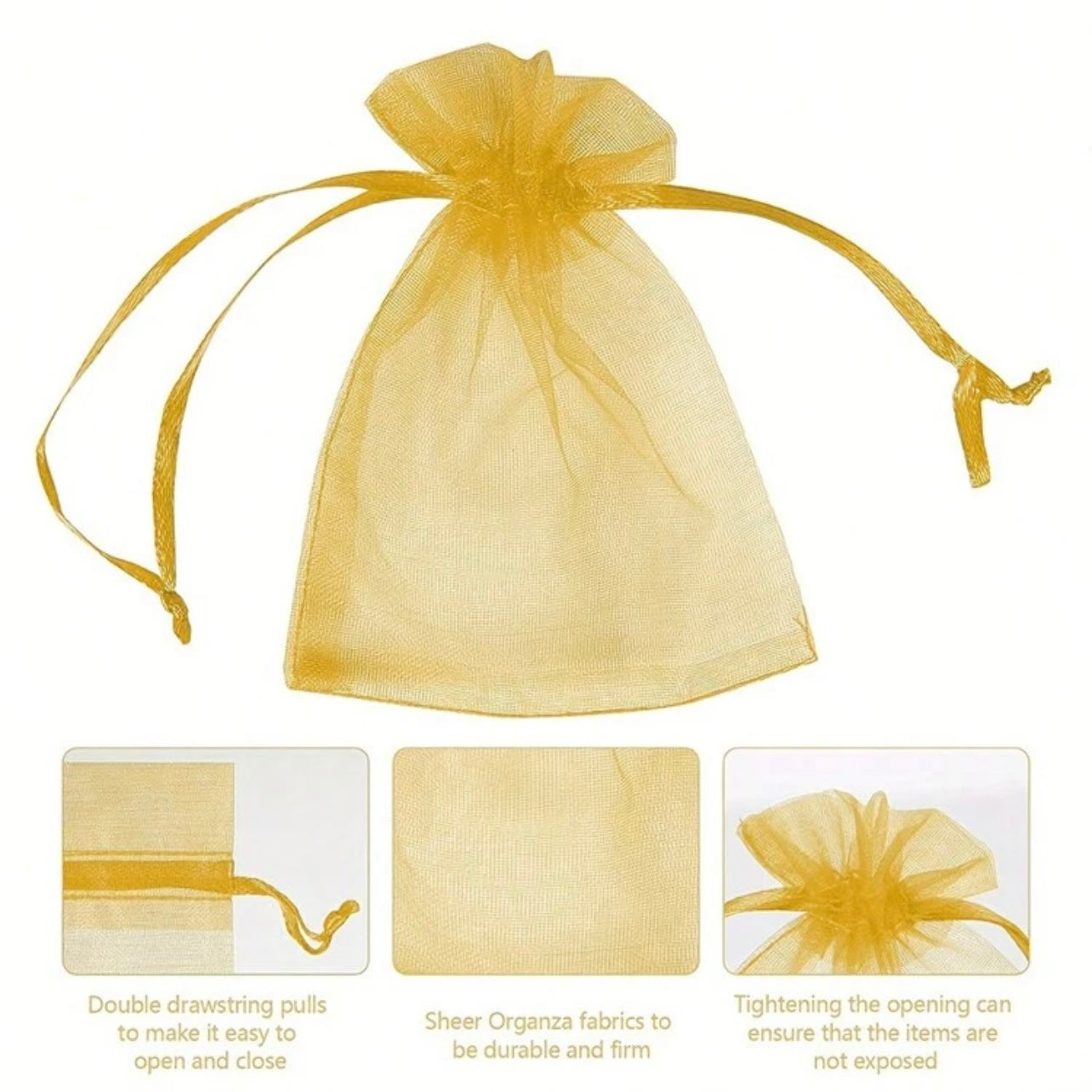 Gold Organza Bag x12pcs #OB1296