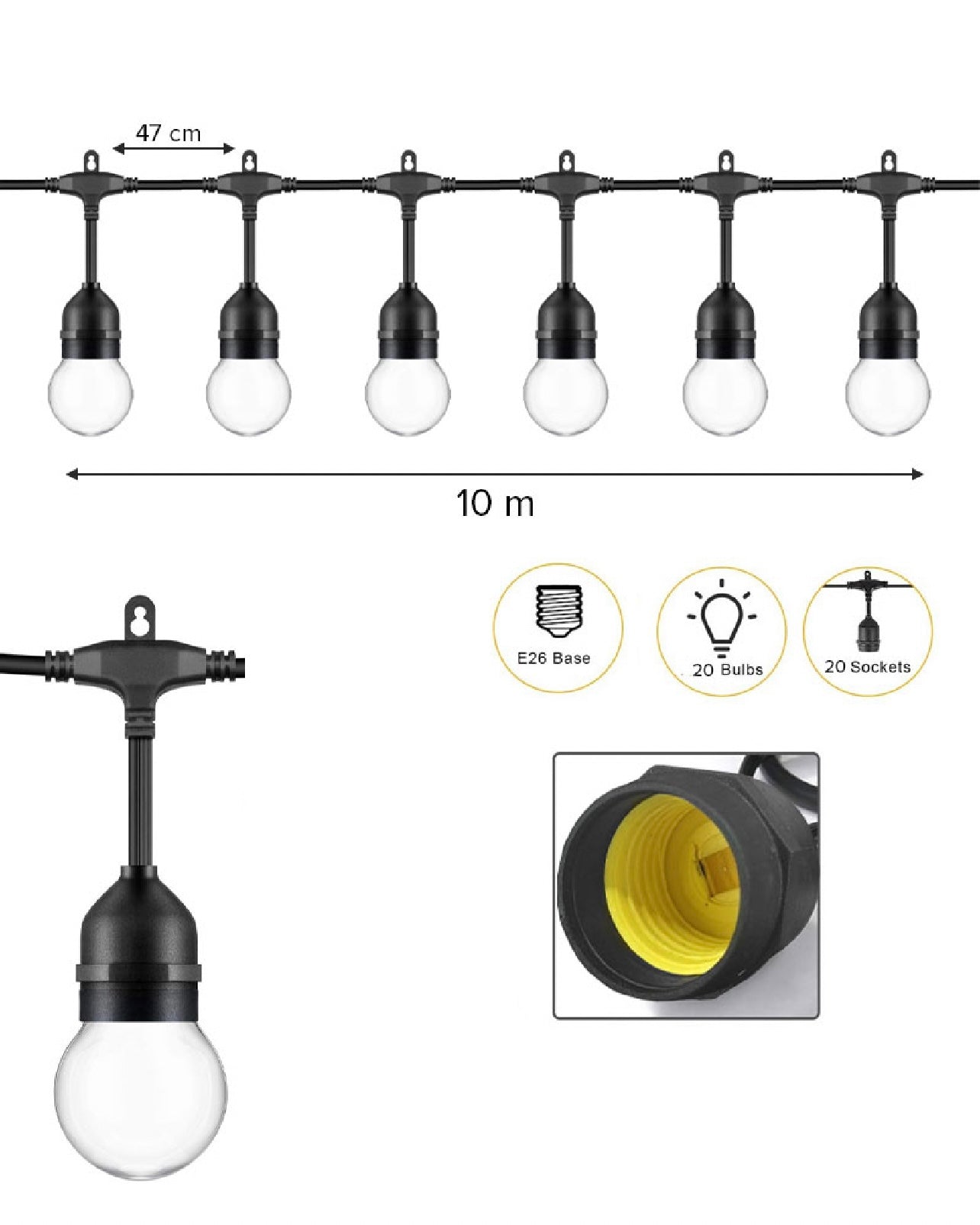 Waterproof Transparent Hanging String Light Bulb #LB1704